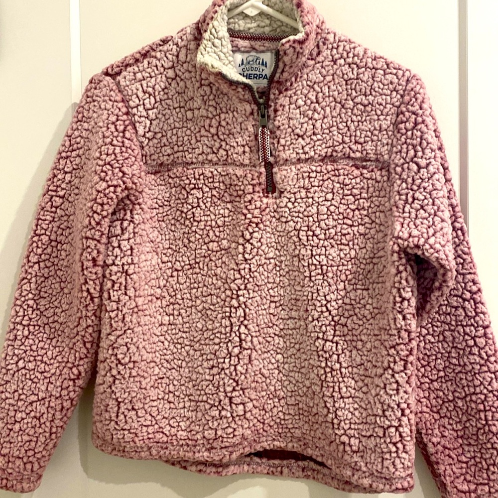 Cuddly Sherpa Brand Girls Quarter Zip Pullover, ultra Soft Sherpa |Size 14/16